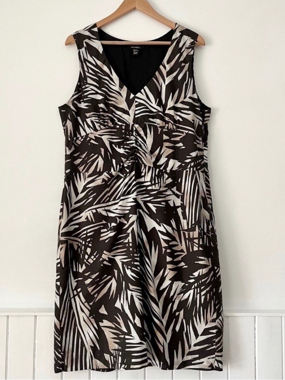 Louben Tropical Leaf Print Sleeveless Dress Size 16